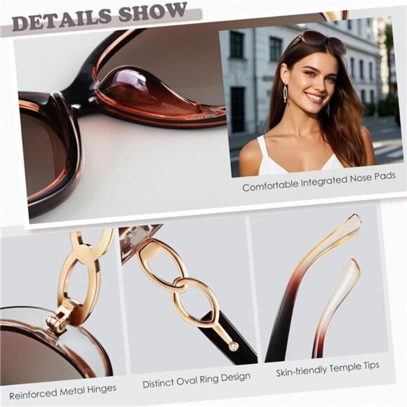 Sunglasses Womens Polarized Trendy Oversized Sun Glasses Fashion Ladies - Picture 3 of 5